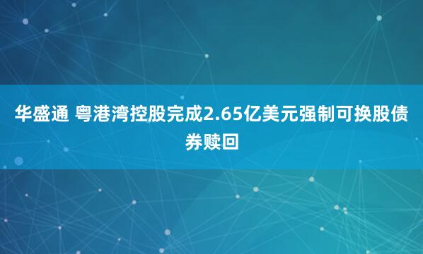 华盛通 粤港湾控股完成2.65亿美元强制可换股债券赎回