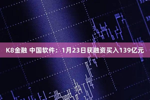 K8金融 中国软件：1月23日获融资买入139亿元